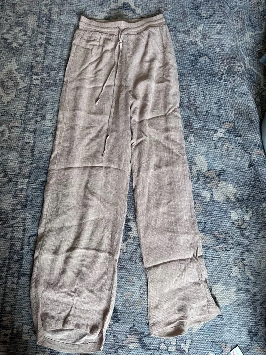 Lulu's Neutral Beige Off-Shoulder Crop Top & Wide Leg Pants Set - Picture 3 of 3